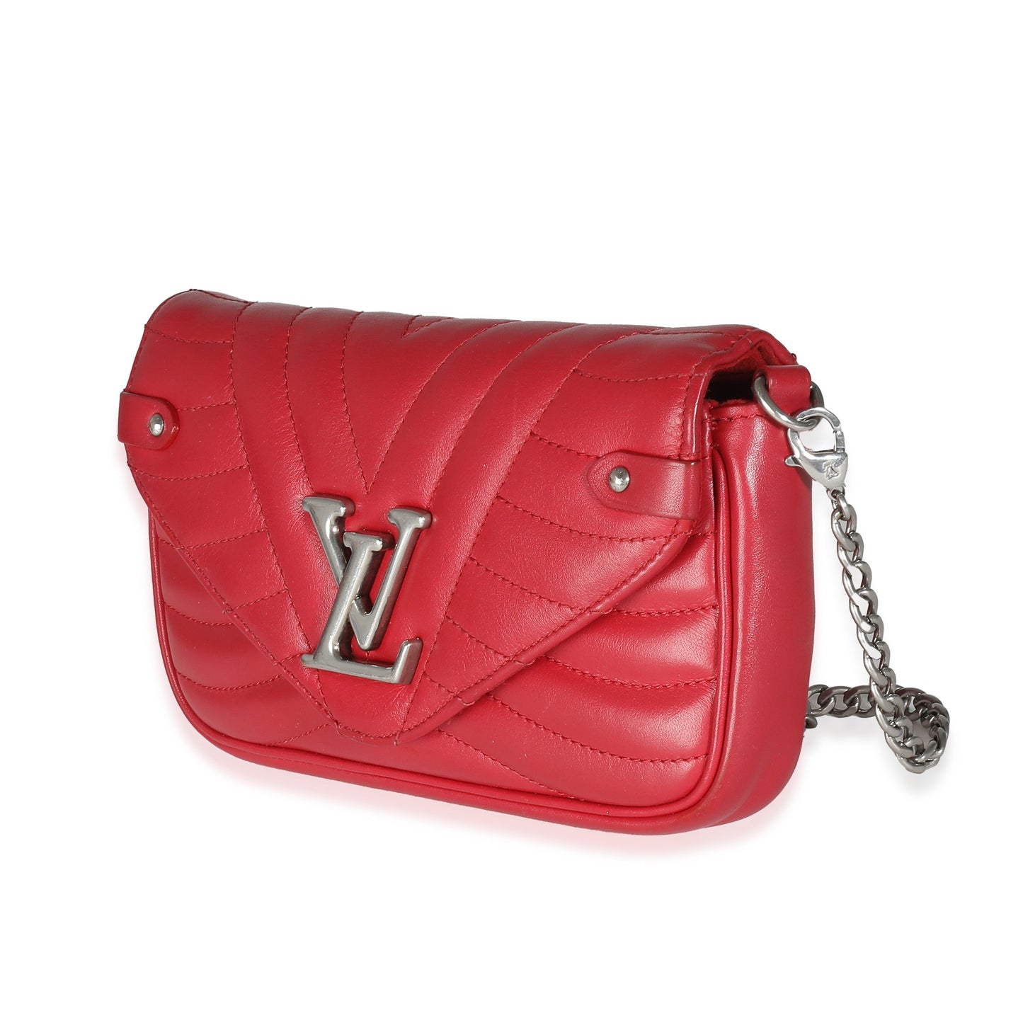 Designer Women's Crossbody Bag | Louis Vuitton Scarlet Calfskin New Wave Chain Pochette