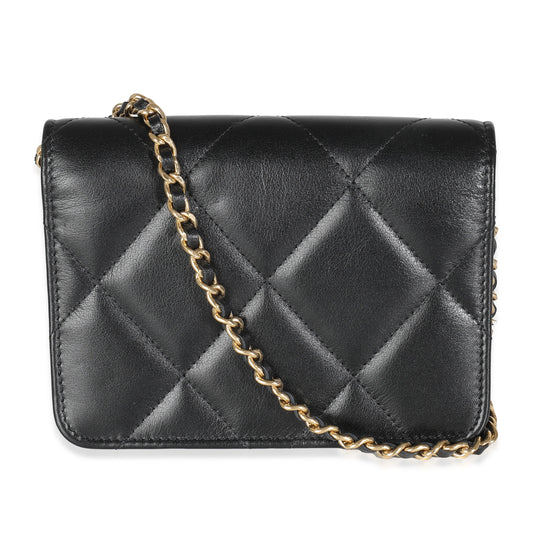 CHANEL Black Quilted Calfskin Strass Mini Flap Bag