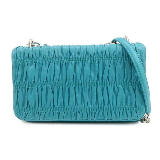 PRADA Nappa Gaufre Leather Chain Shoulder Bag Hand Bag Blue