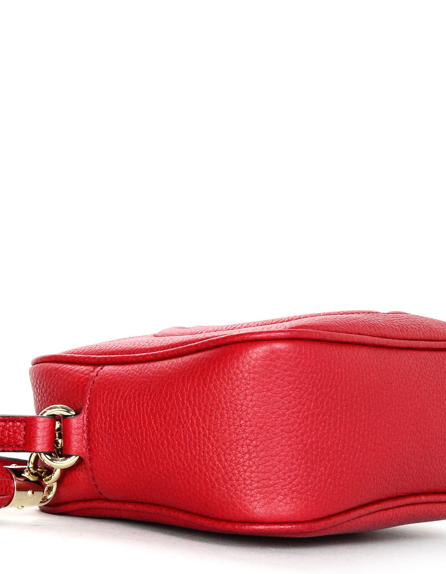 Gucci Red Pebbled Calfskin Leather Soho Disco Crossbody Bag