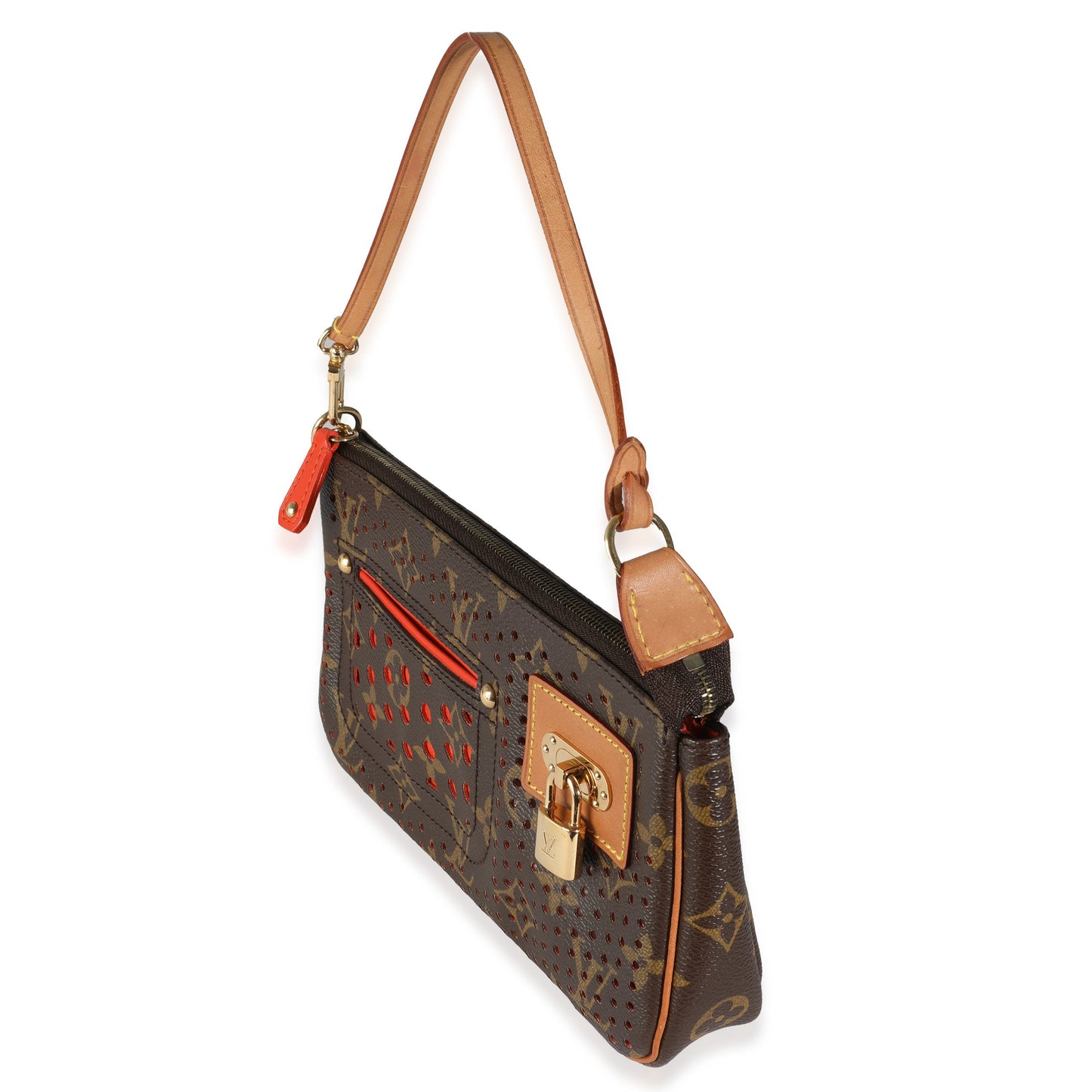 Designer Women's Crossbody Bag | Louis Vuitton Orange Perforated Monogram Canvas Pochette Accessoires