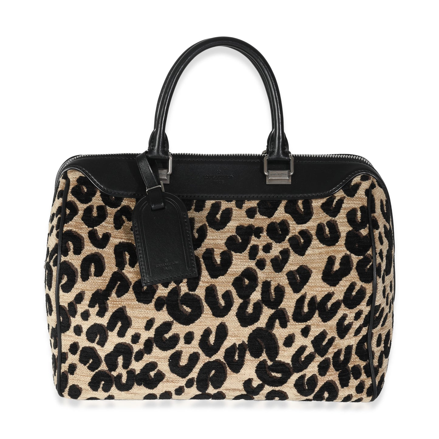 Louis Vuitton x Stephen Spro Black Beige Veet Leopard Speedy 30