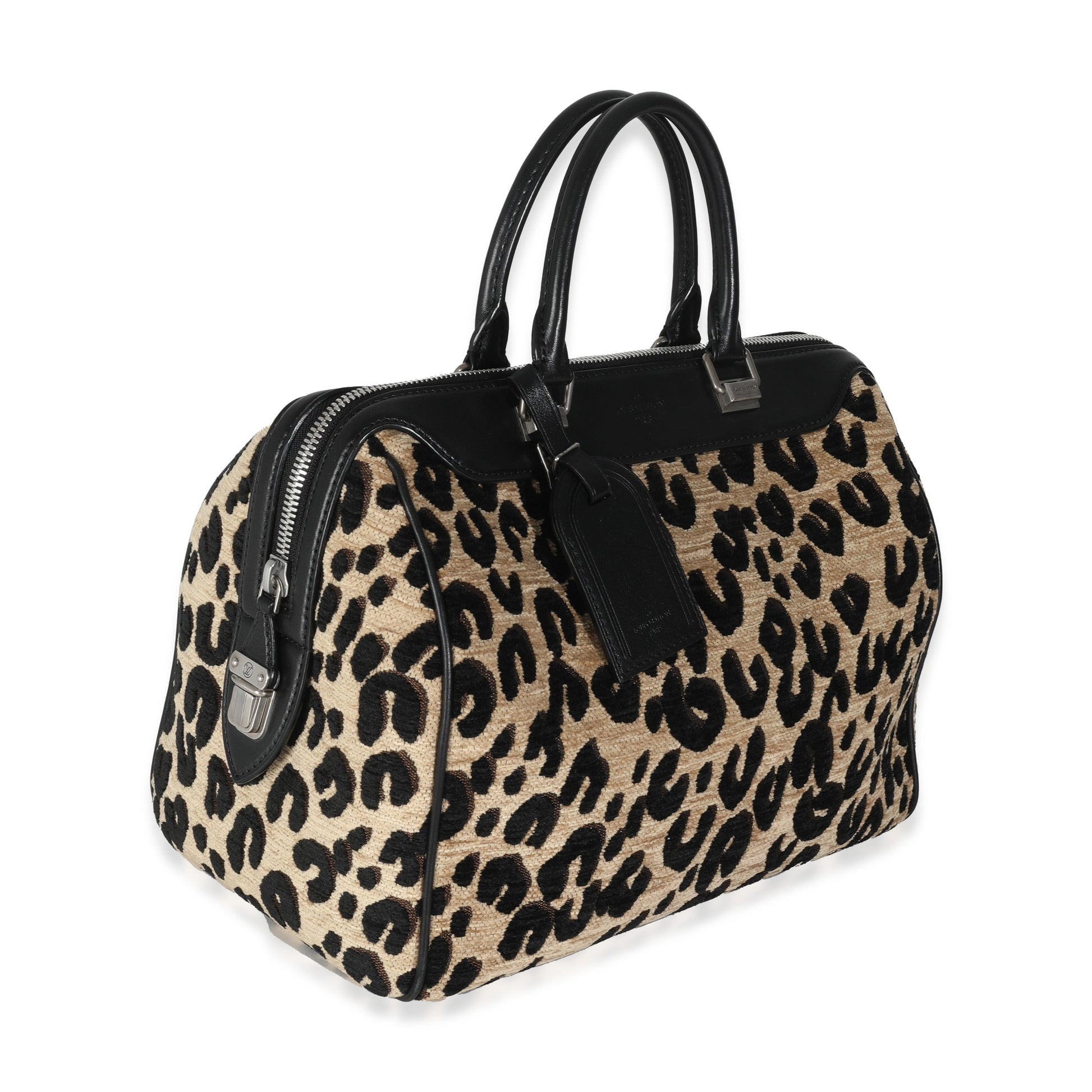 Louis Vuitton x Stephen Spro Black Beige Veet Leopard Speedy 30