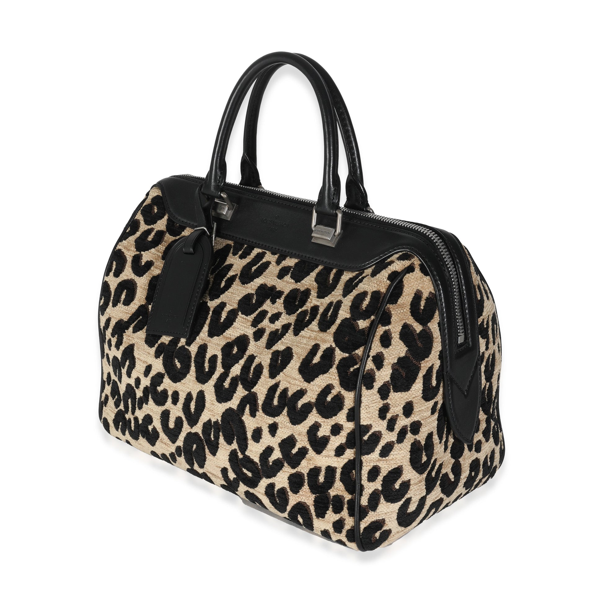 Louis Vuitton x Stephen Spro Black Beige Veet Leopard Speedy 30