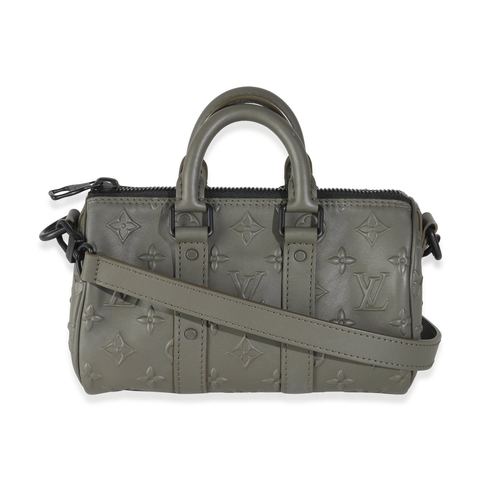 Luxury Women's Handbag | Louis Vuitton Khaki Embossed Monogram Seal Keepall XS