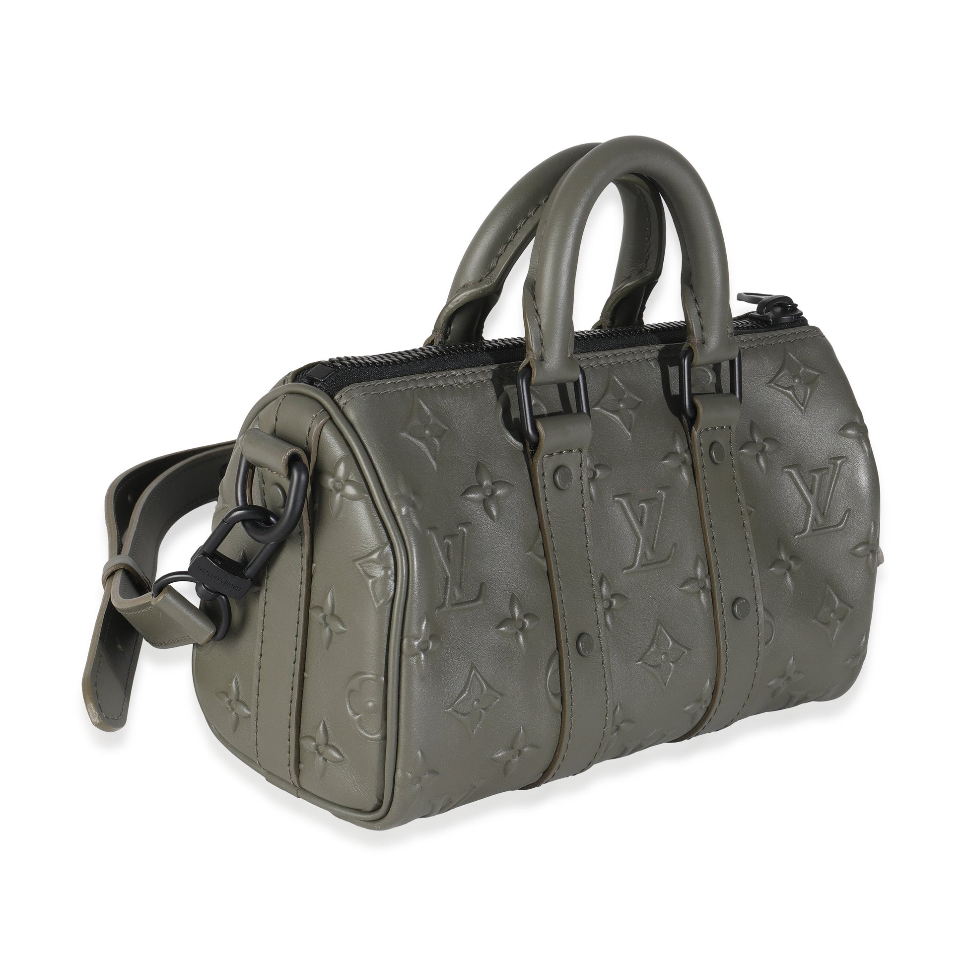 Luxury Women's Handbag | Louis Vuitton Khaki Embossed Monogram Seal Keepall XS
