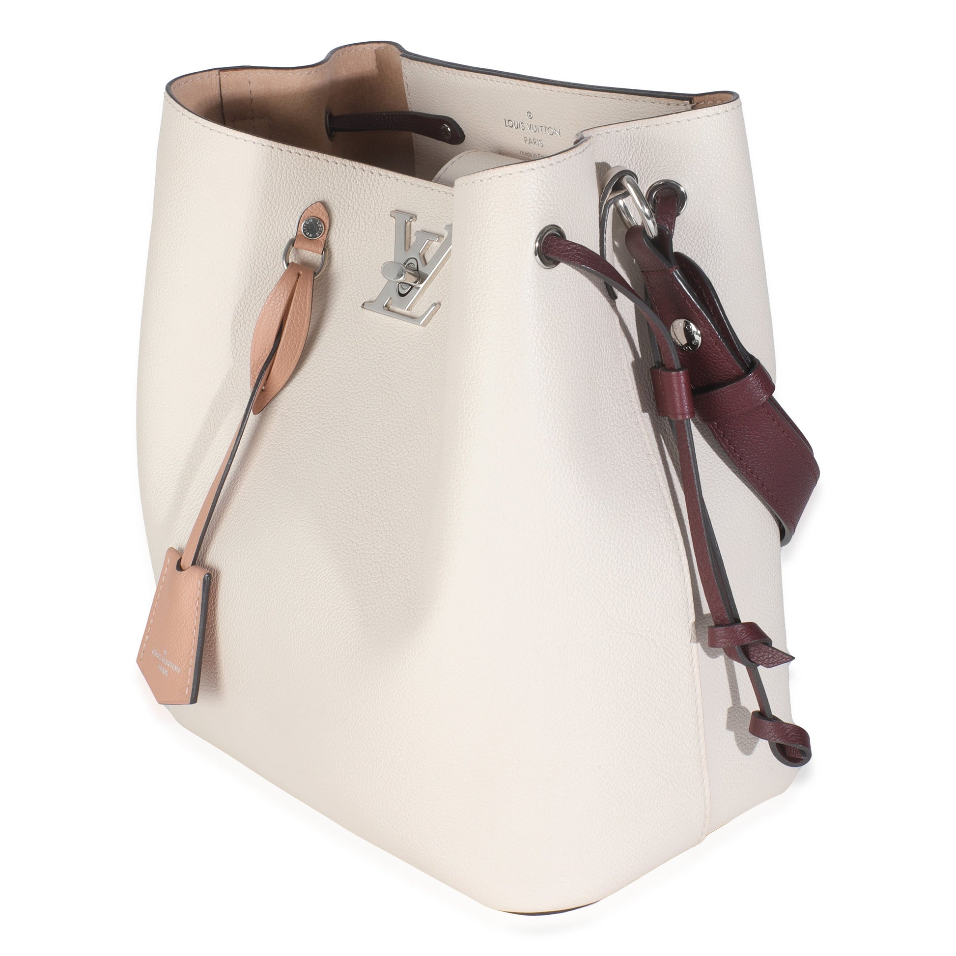 Louis Vuitton Soie Quartz Calla Calfskin Lockme Bucket Bag