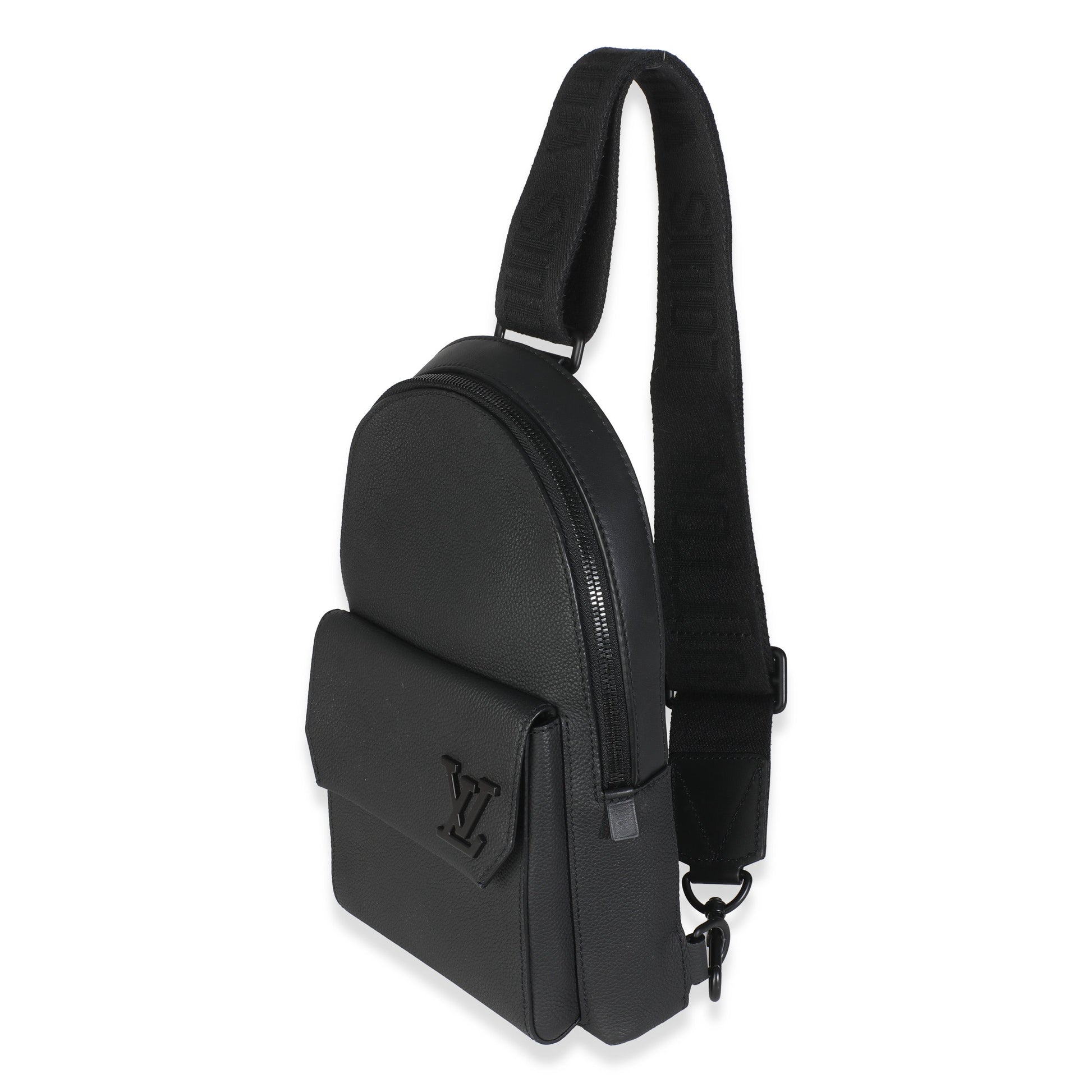 Louis Vuitton Black Grained Cowhide Aerogram Pilot Slingbag