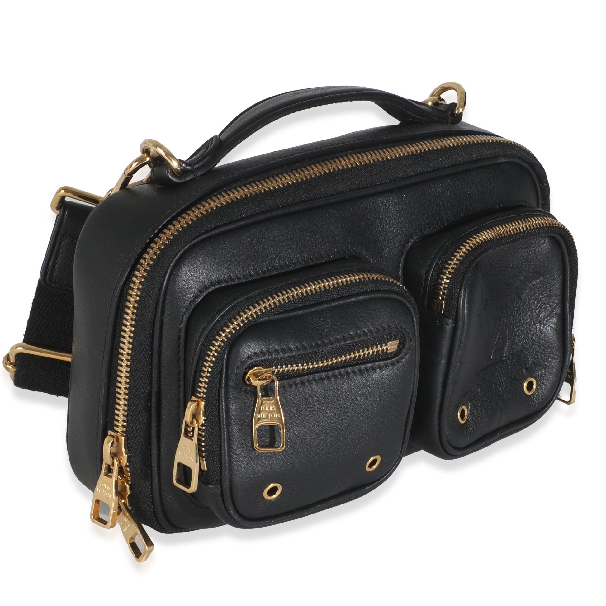 Designer Women's Crossbody Bag | Louis Vuitton Black Monogram Embossed Calfskin Utility Crossbody