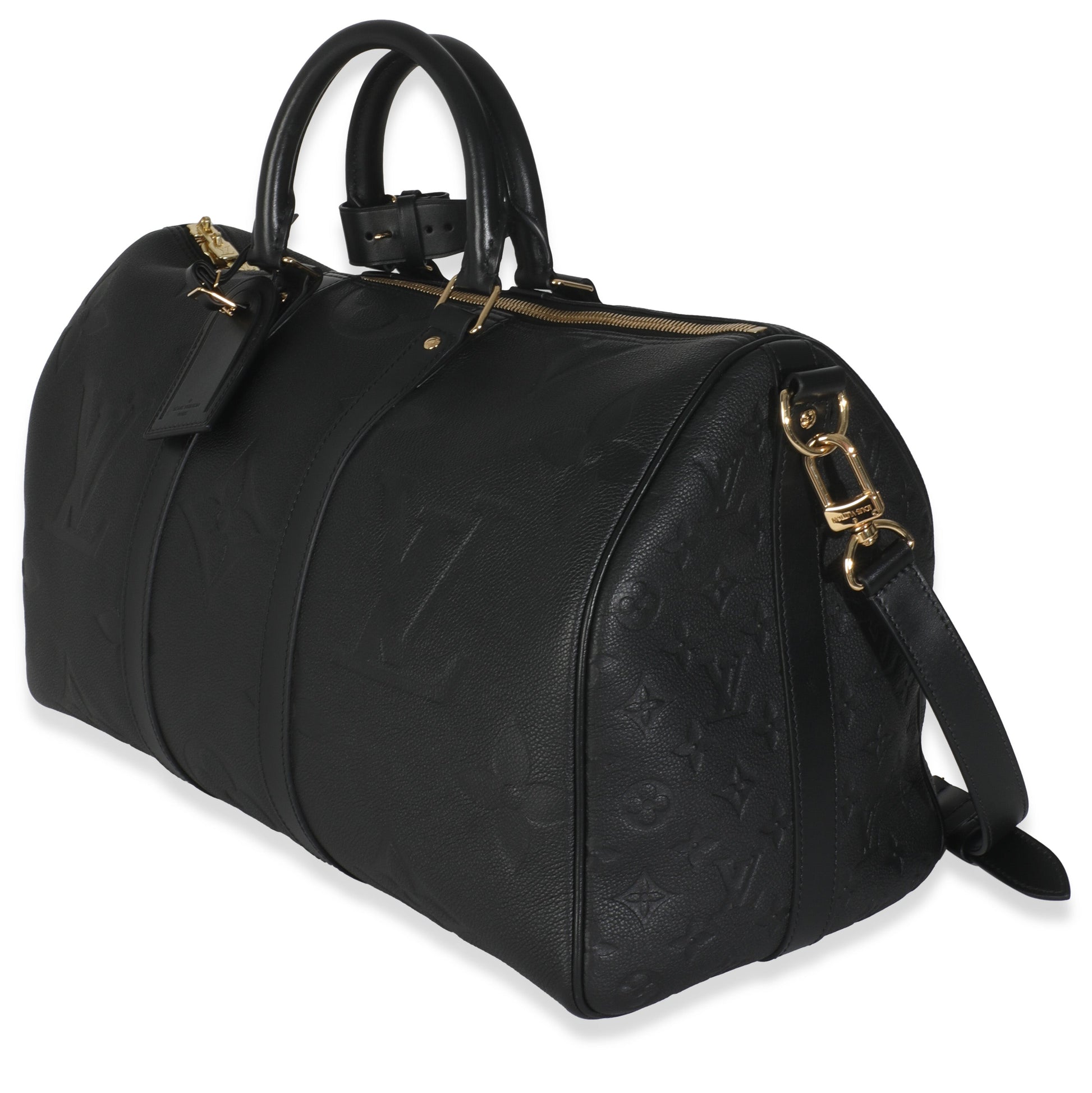 Louis Vuitton Black Monogram Empreinte Giant Keepall Bandouliere 45