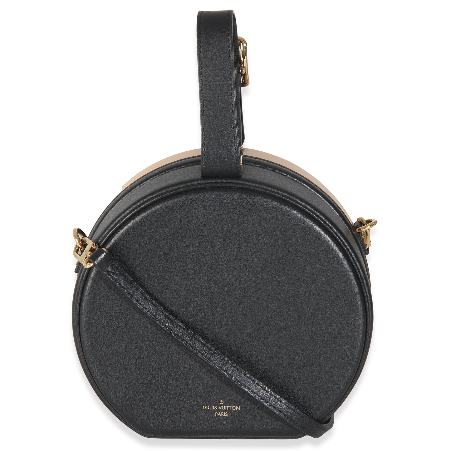 Luxury Women's Handbag | Louis Vuitton Black Beige Calfskin Petite Boite Chapeau