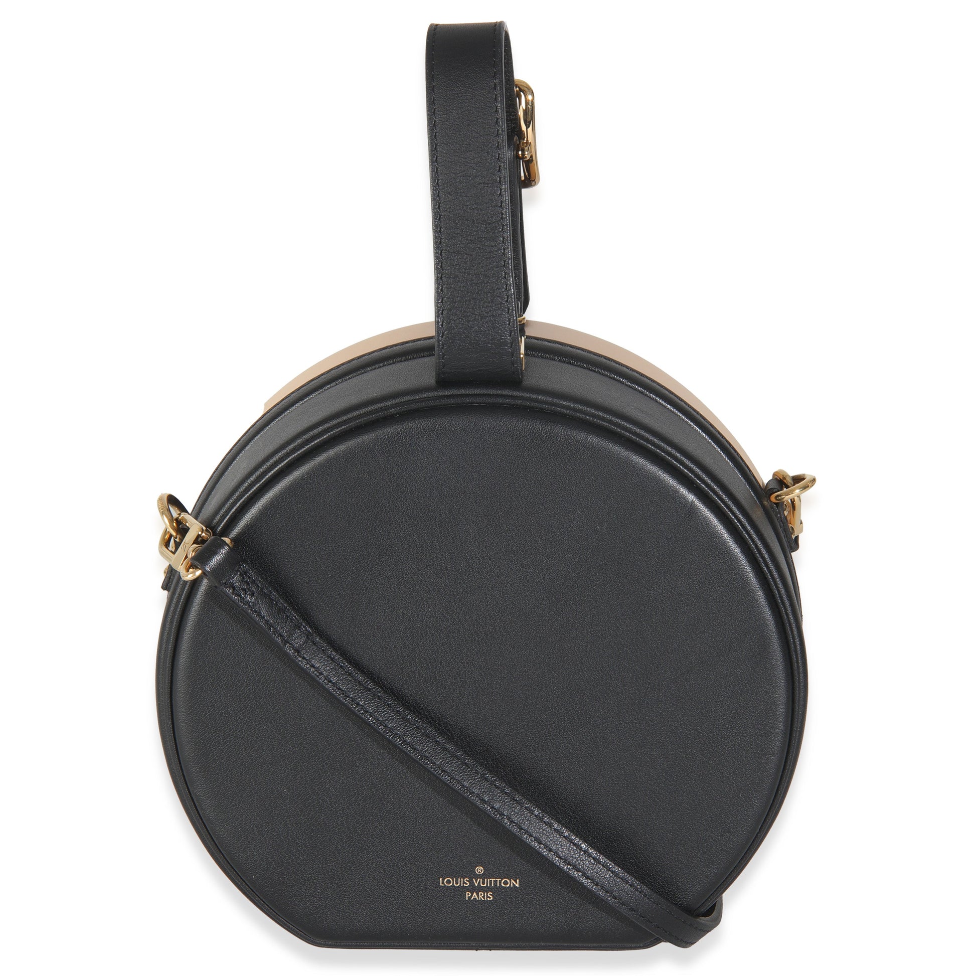Luxury Women's Handbag | Louis Vuitton Black Beige Calfskin Petite Boite Chapeau
