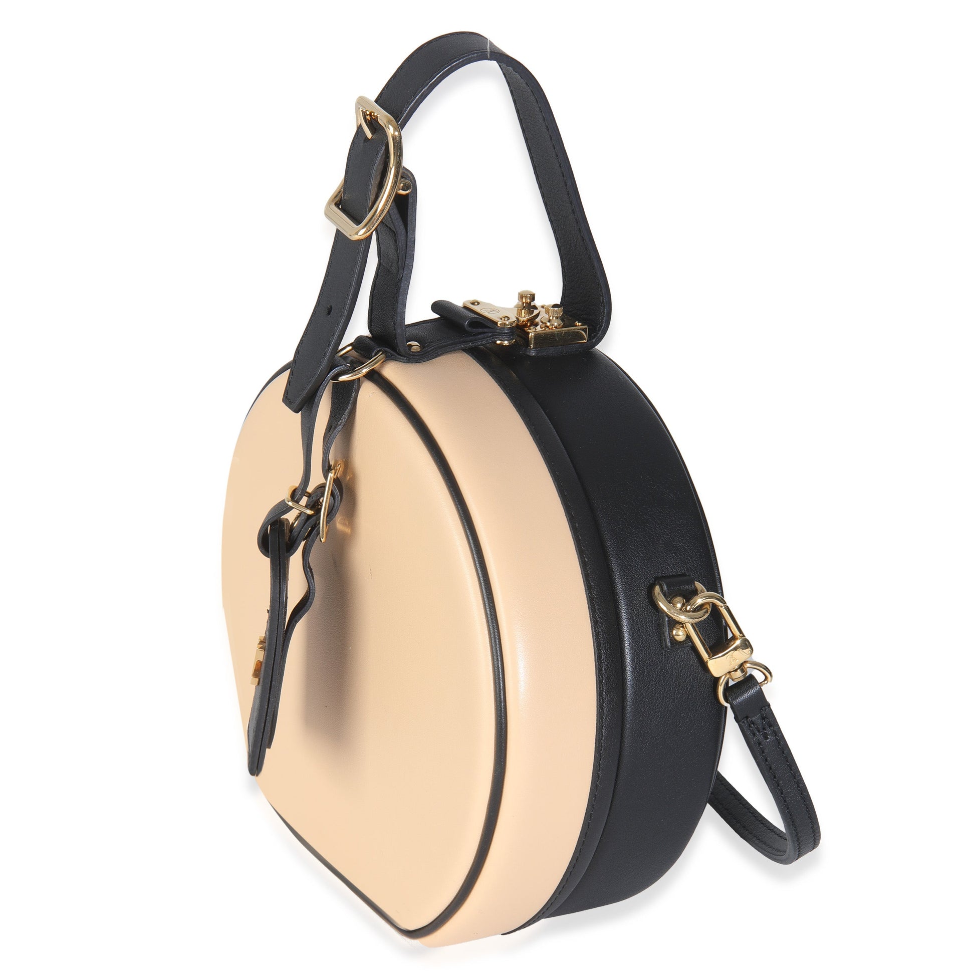 Luxury Women's Handbag | Louis Vuitton Black Beige Calfskin Petite Boite Chapeau