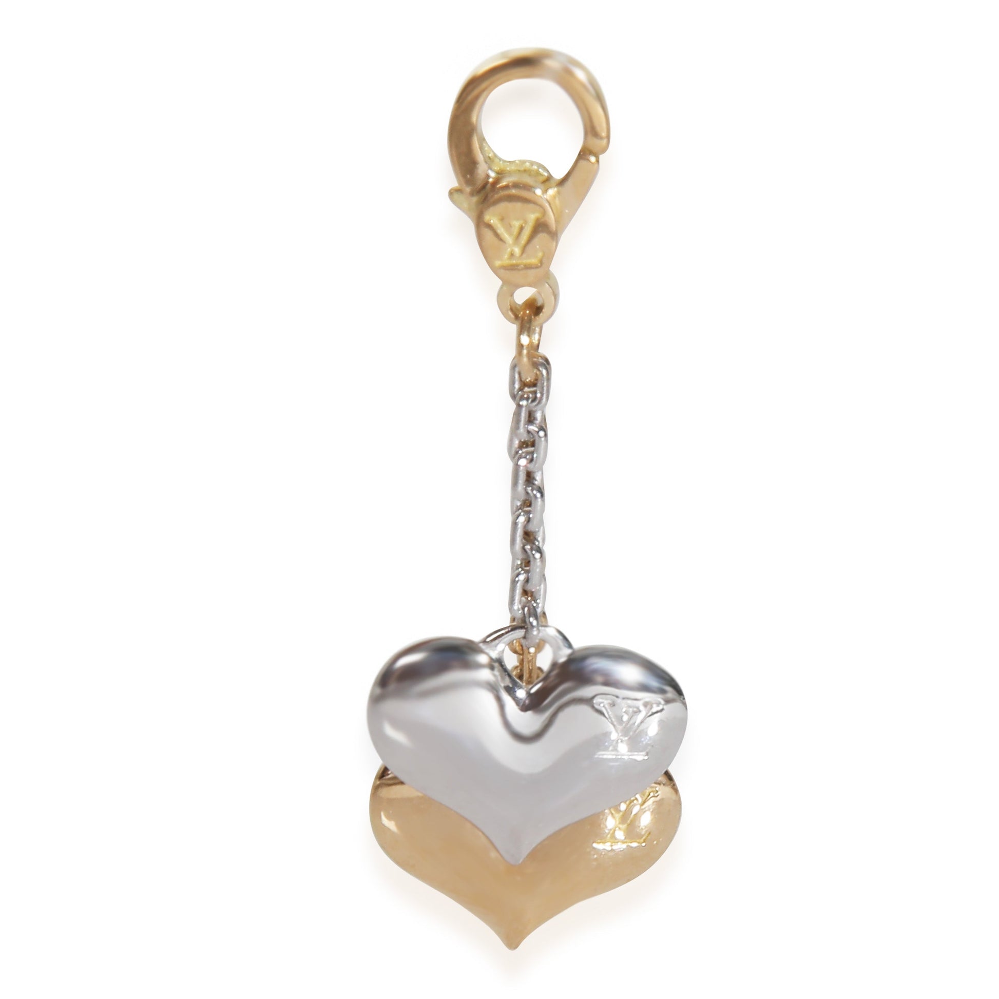 Louis Vuitton White Gold & Yellow GoldDouble Heart Charm