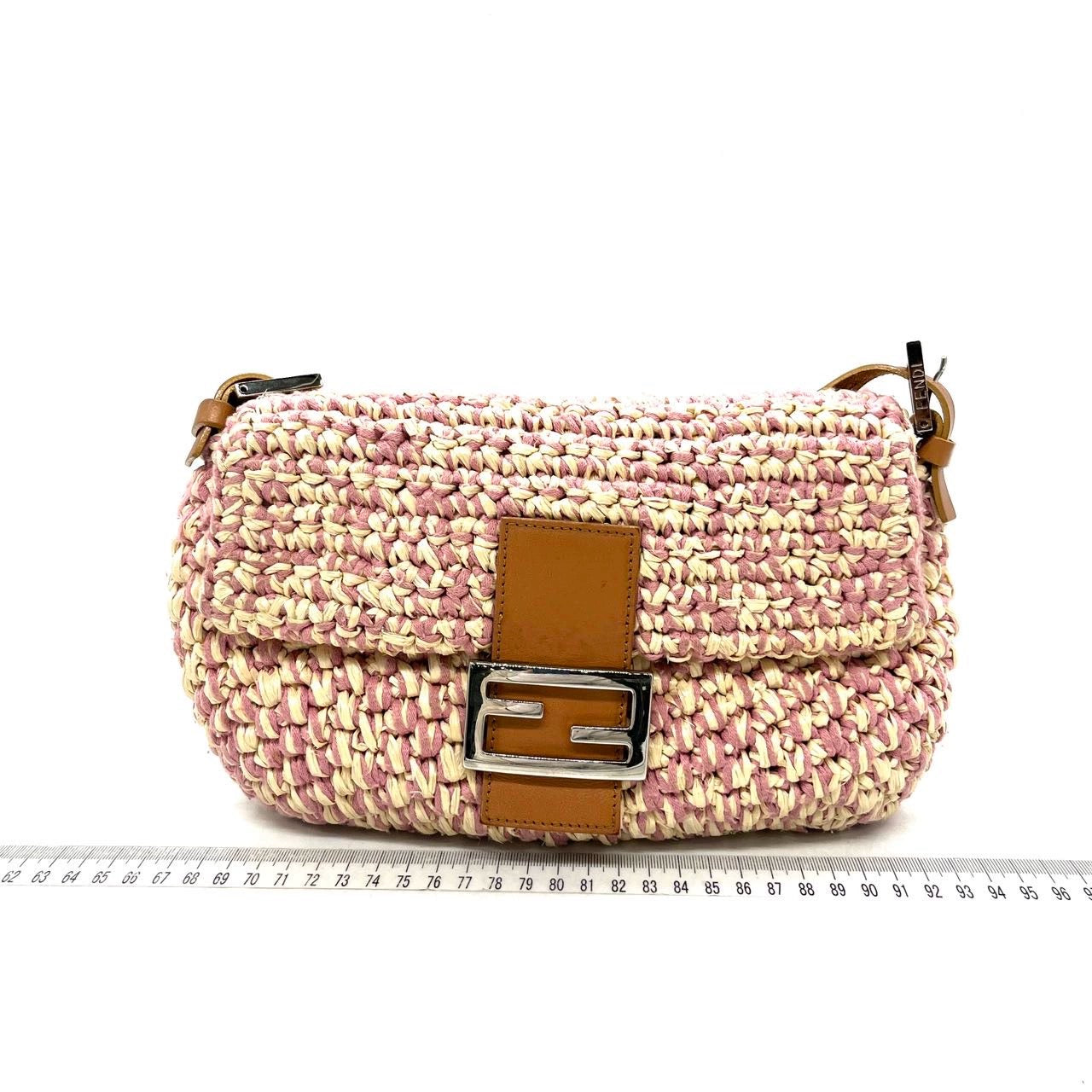 Fendi Baguette Raffia Straw Multicolor Shoulder Bag