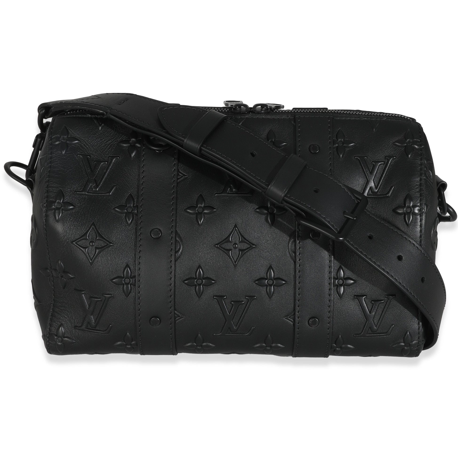 Luxury Women's Handbag | Louis Vuitton Black Monogram Seal City Keepall