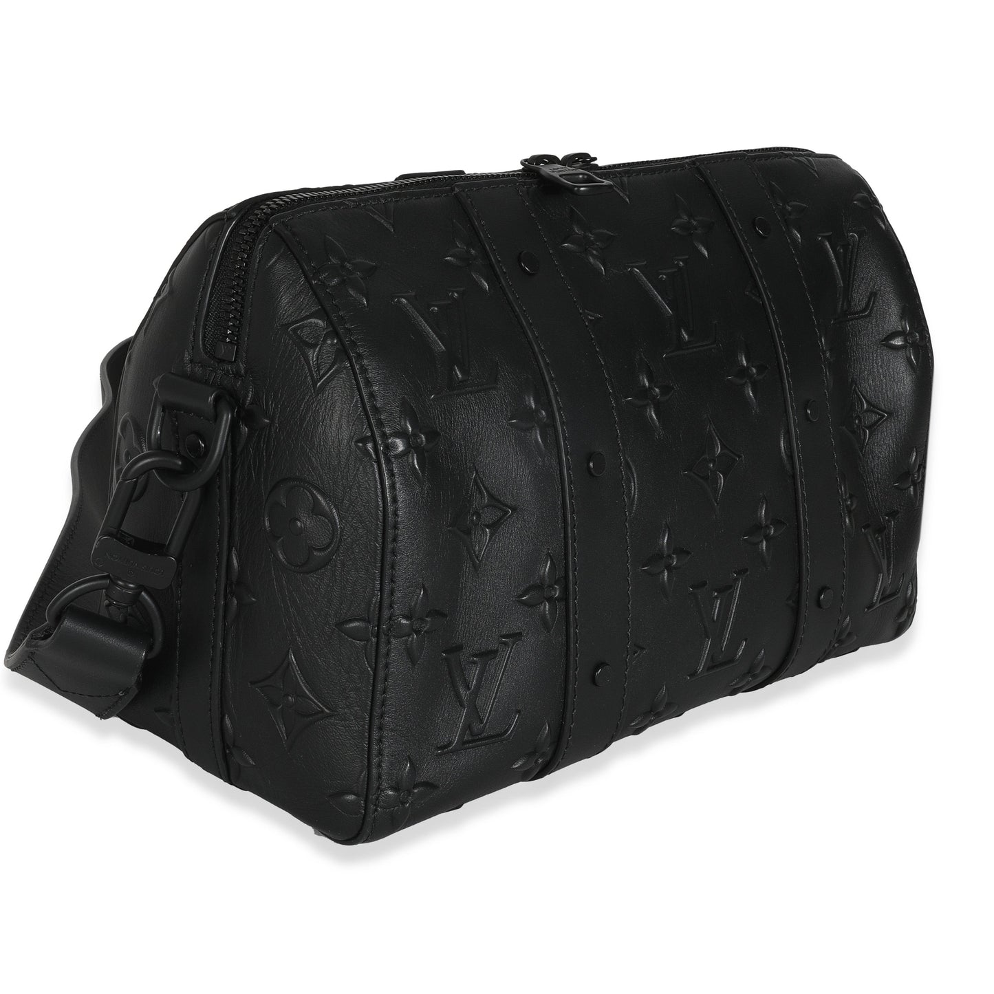 Luxury Women's Handbag | Louis Vuitton Black Monogram Seal City Keepall