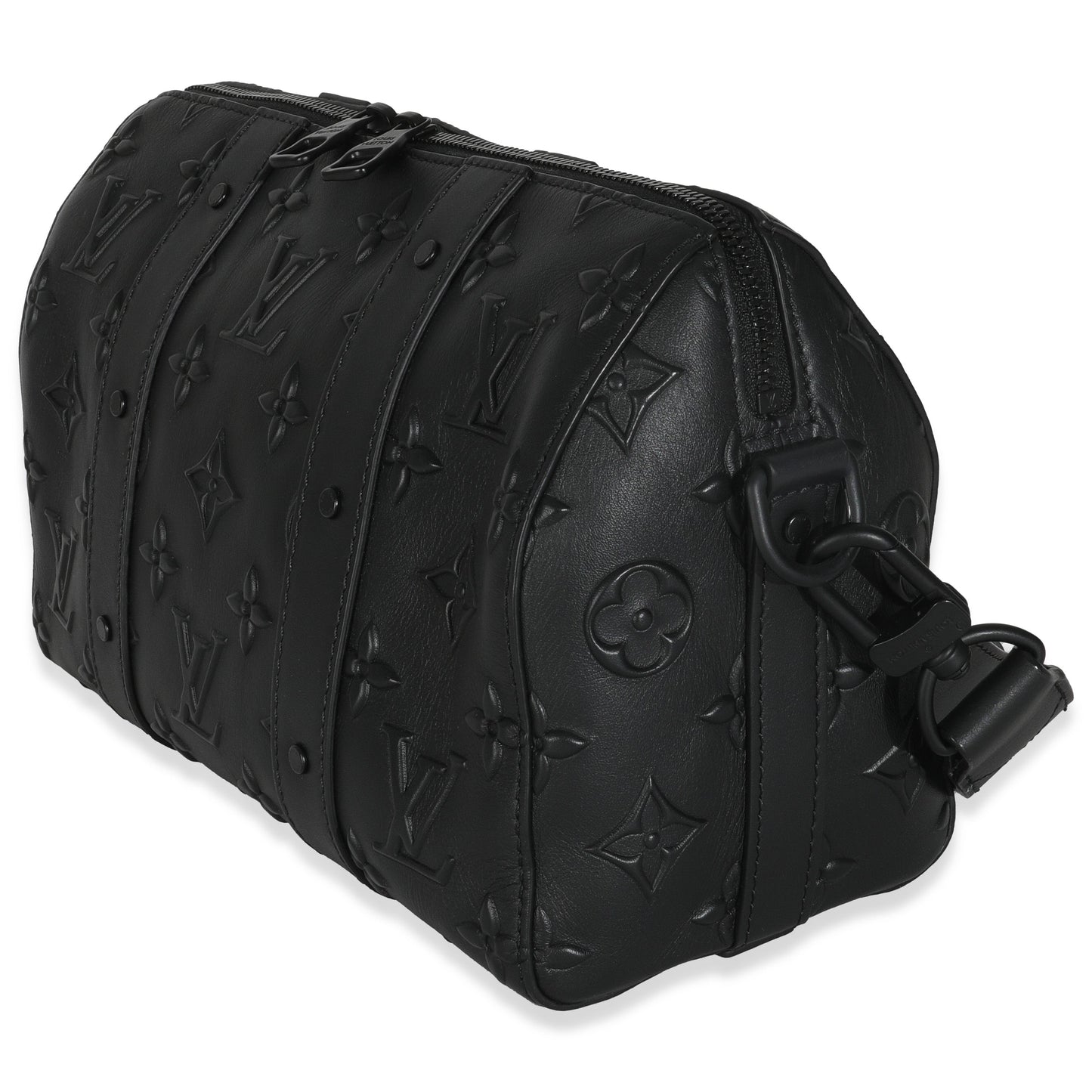 Luxury Women's Handbag | Louis Vuitton Black Monogram Seal City Keepall