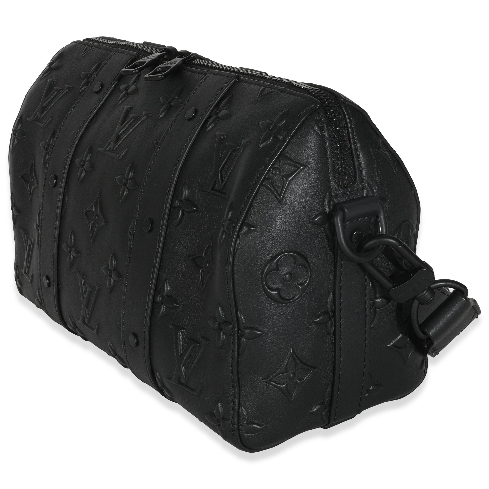 Luxury Women's Handbag | Louis Vuitton Black Monogram Seal City Keepall