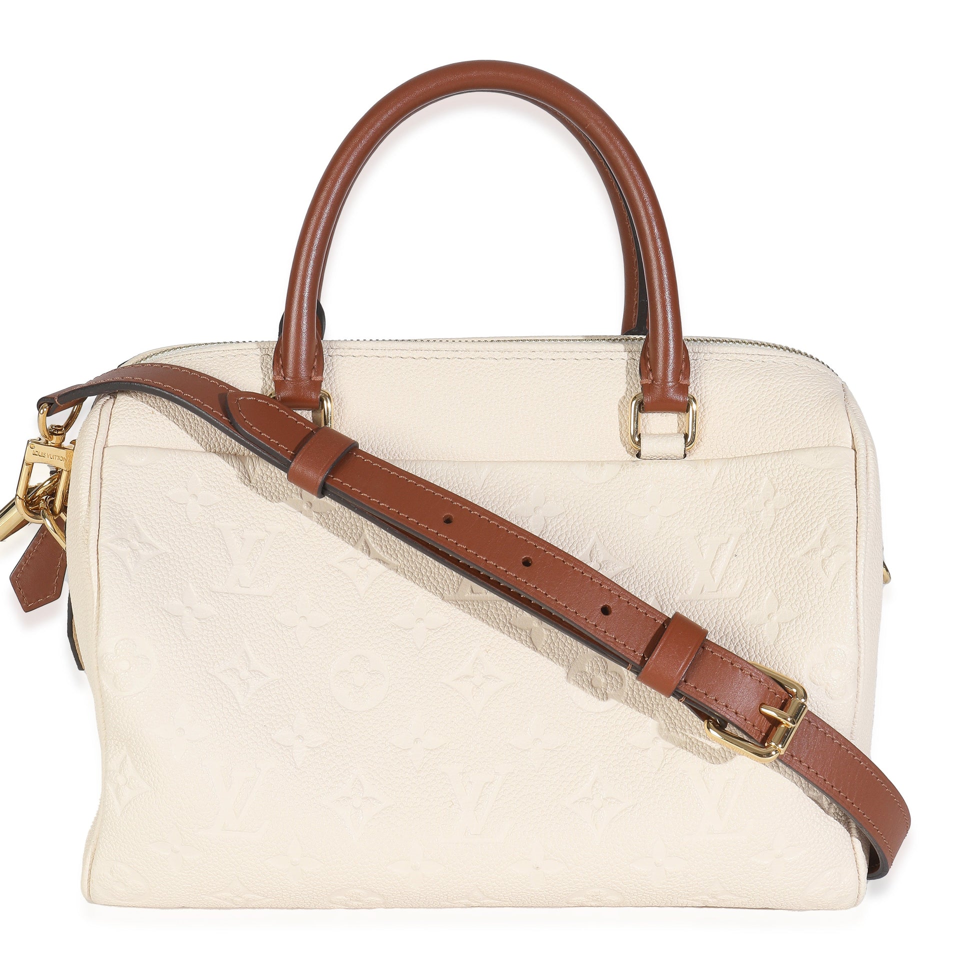 Louis Vuitton Cream Empreinte Caramel Calfskin Speedy Bandouliere 25 NM