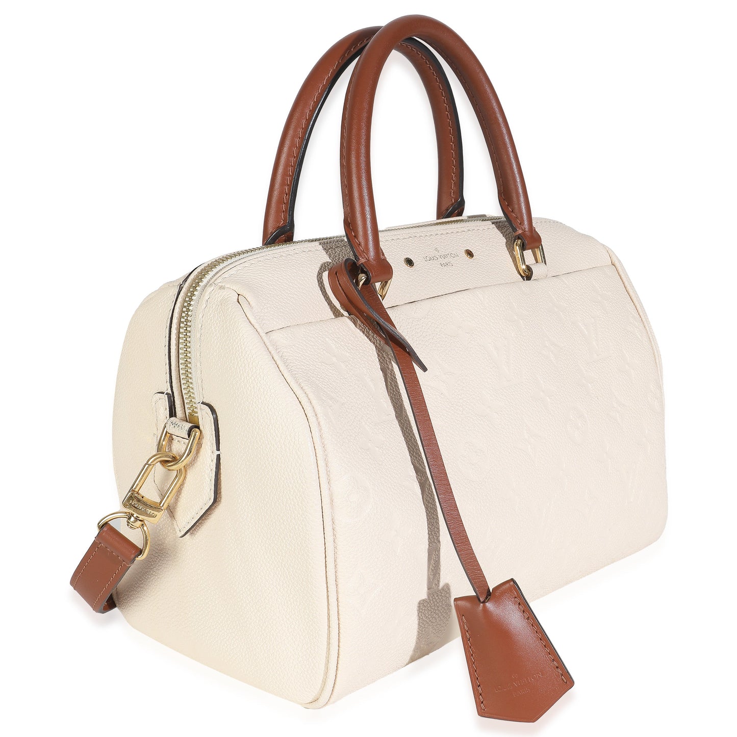 Louis Vuitton Cream Empreinte Caramel Calfskin Speedy Bandouliere 25 NM