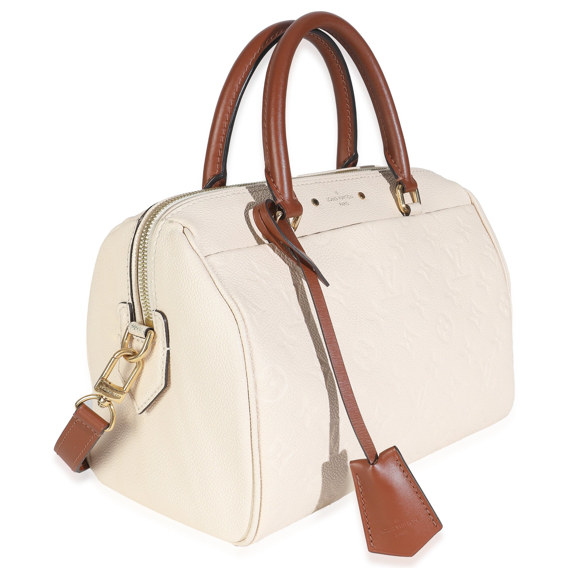 Louis Vuitton Cream Empreinte Caramel Calfskin Speedy Bandouliere 25 NM