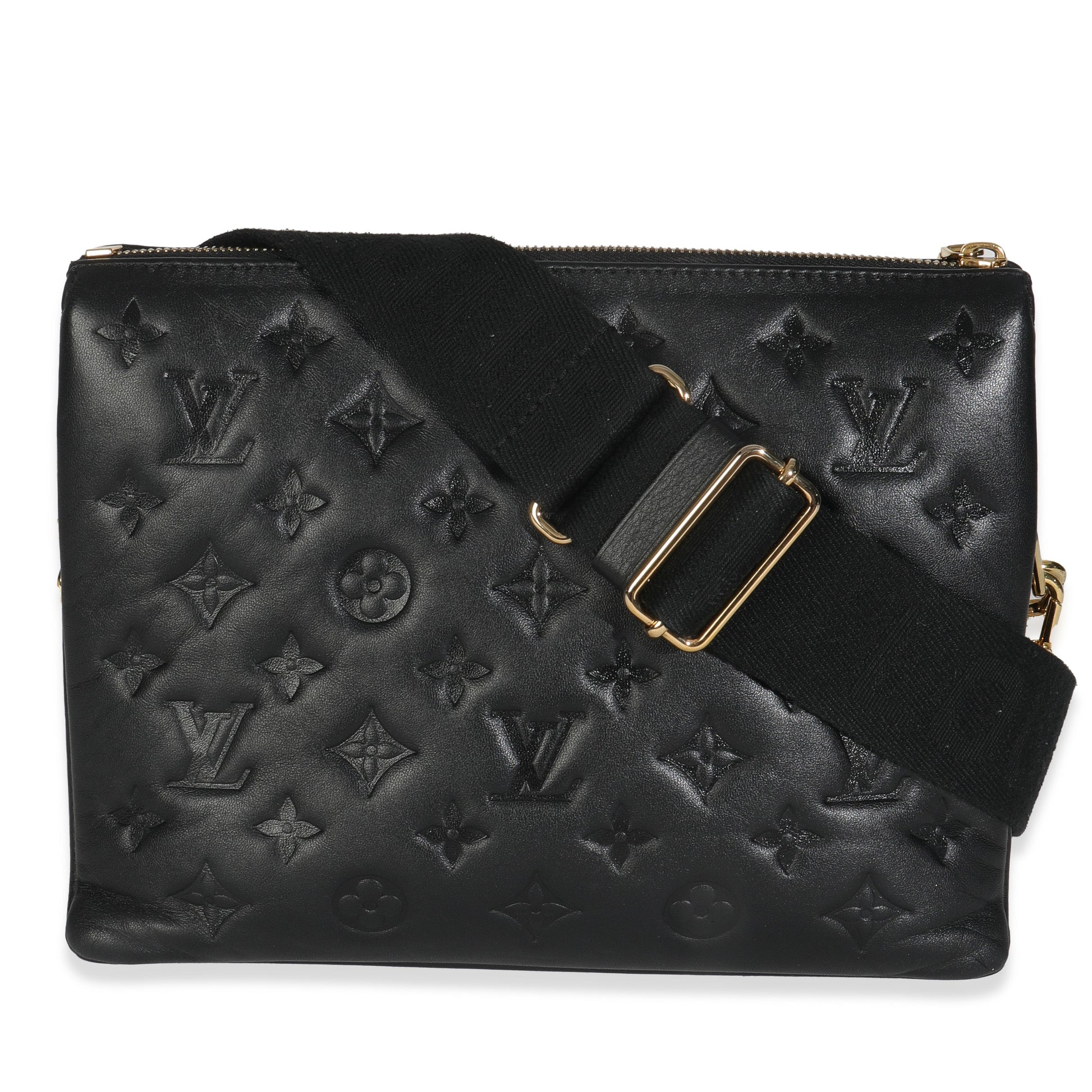 Louis Vuitton Black Monogram Embossed Lambskin Coussin PM