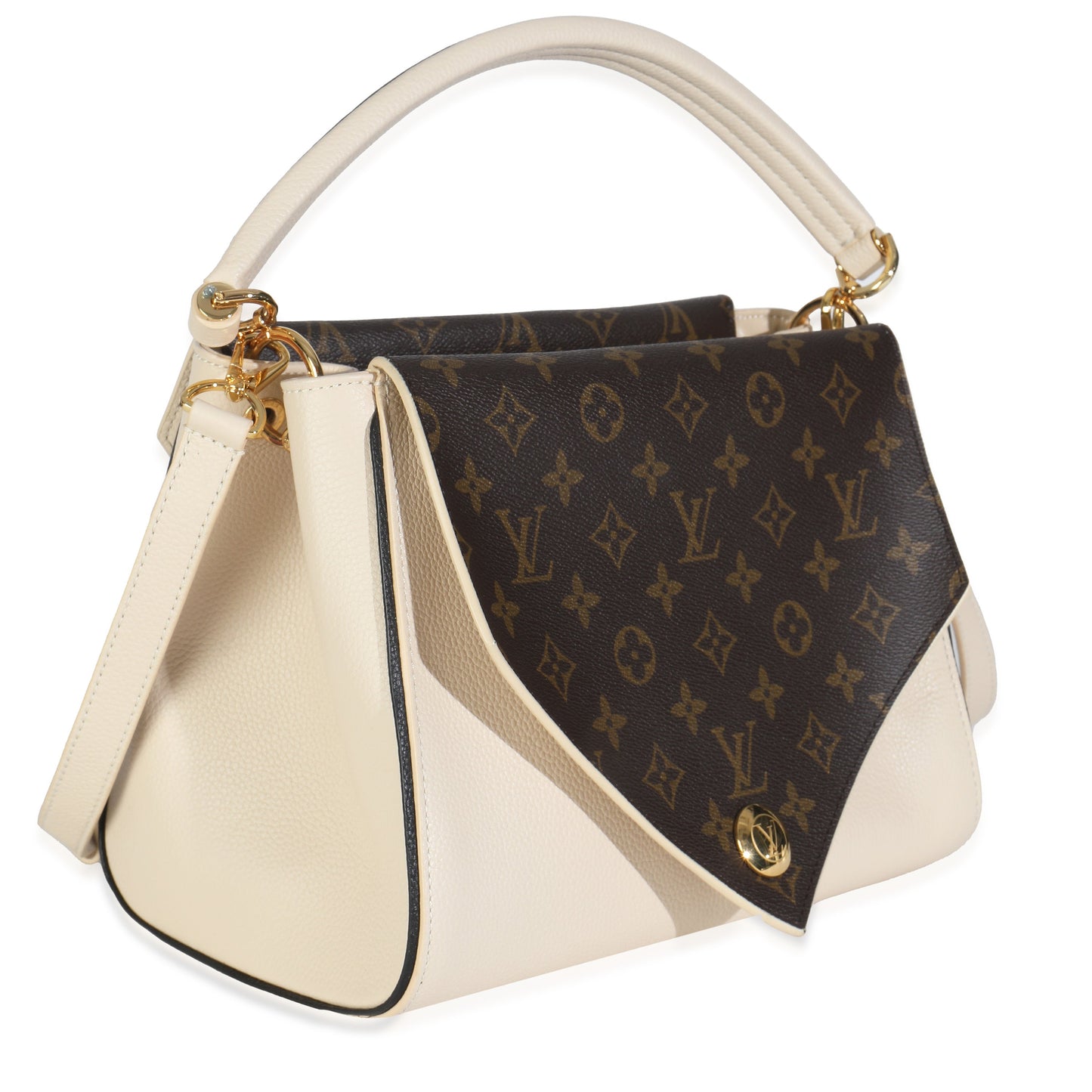 Luxury Women's Tote Bag | Louis Vuitton Cream Grained Calfskin Monogram Canvas Double V Tote