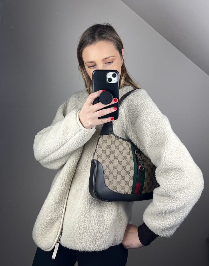 Gucci Jackie Leather Canvas Shoulder Bag Style 7