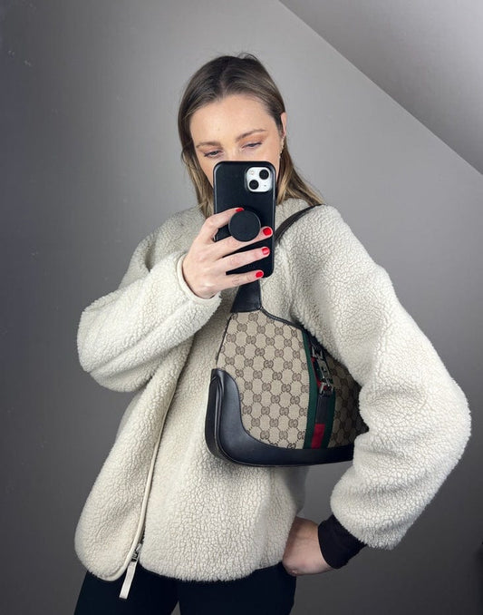 Gucci Jackie Leather Canvas Shoulder Bag Style 7