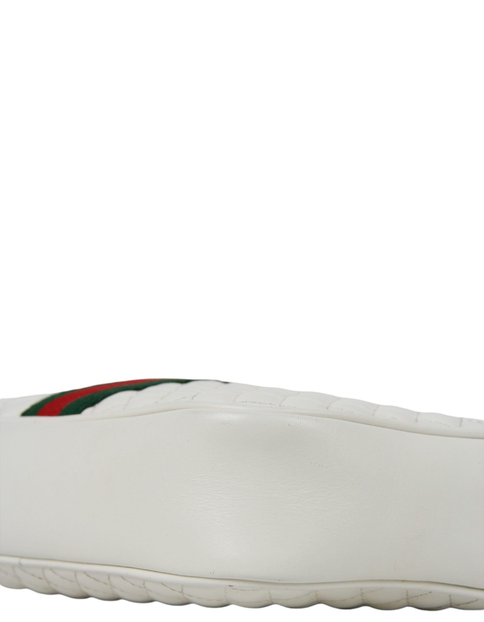 Gucci White Calfskin Web Trapuntata Small GG Shoulder Bag