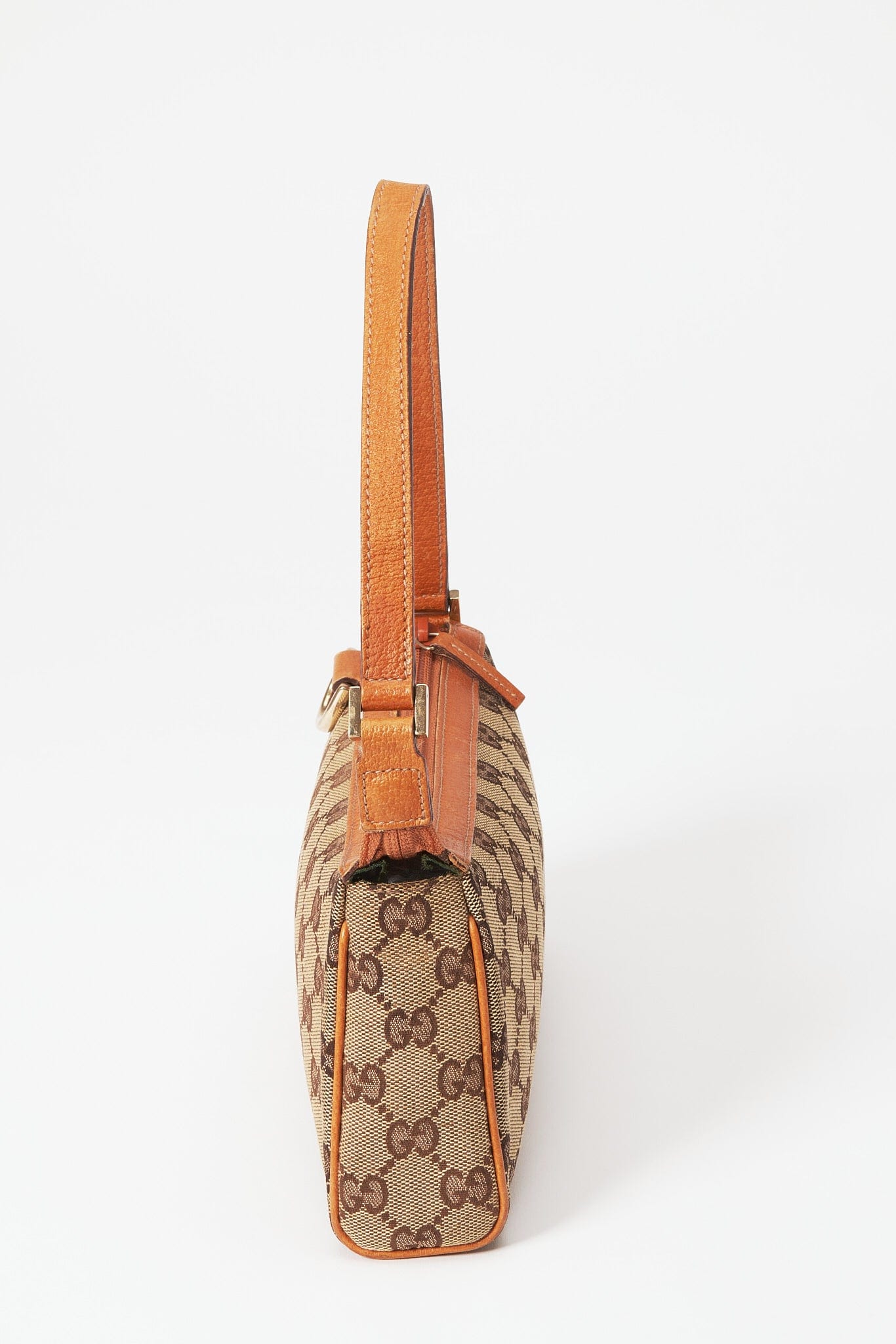 Gucci Nylon Pochette Leather Canvas Shoulder Bag