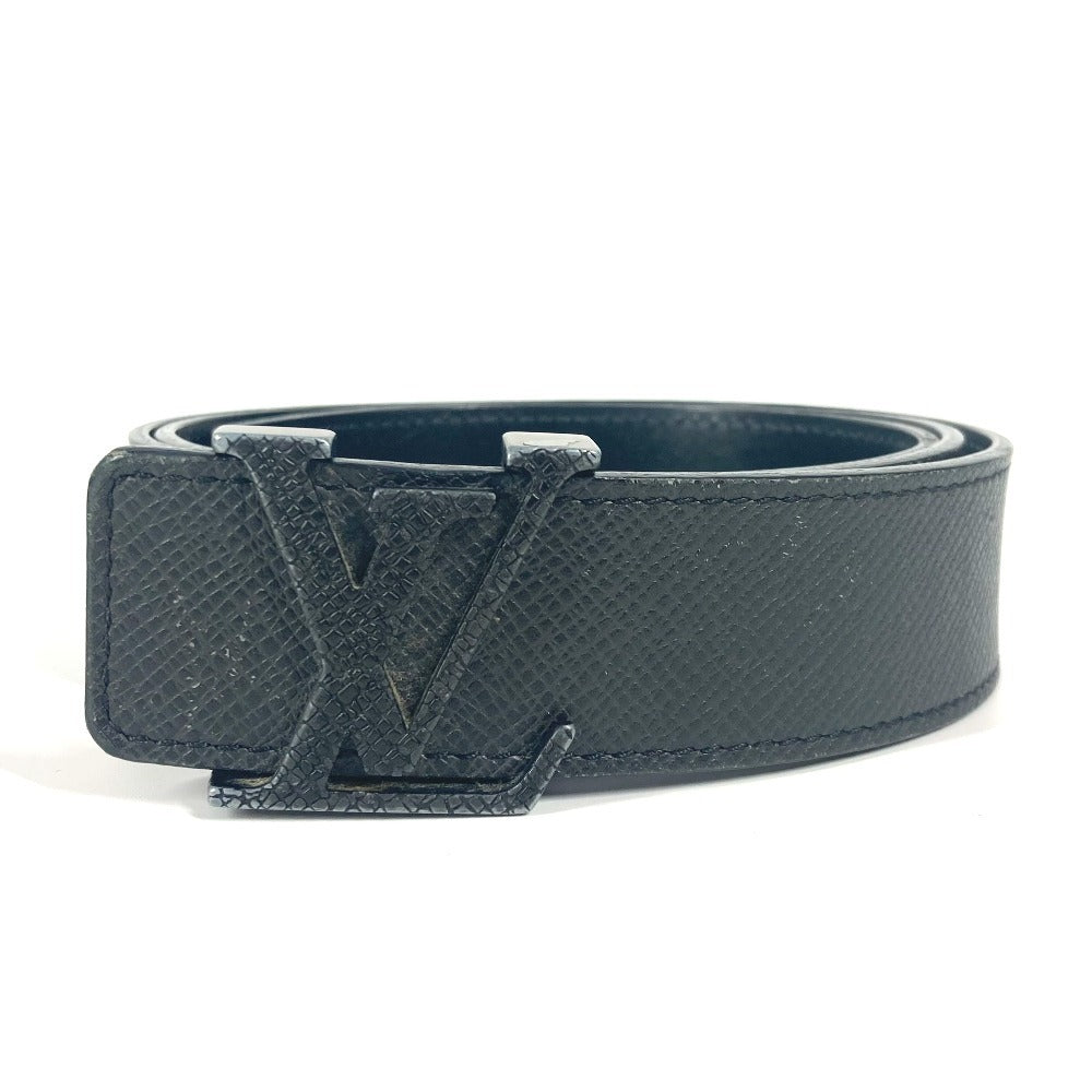 LOUIS VUITTON belt Taiga Leather black Taiga Santur LV Initial 85