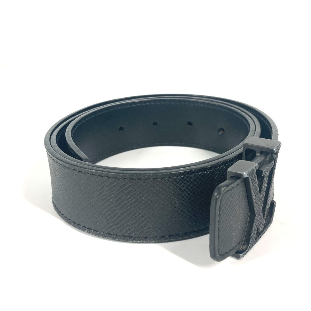 LOUIS VUITTON belt Taiga Leather black Taiga Santur LV Initial 85