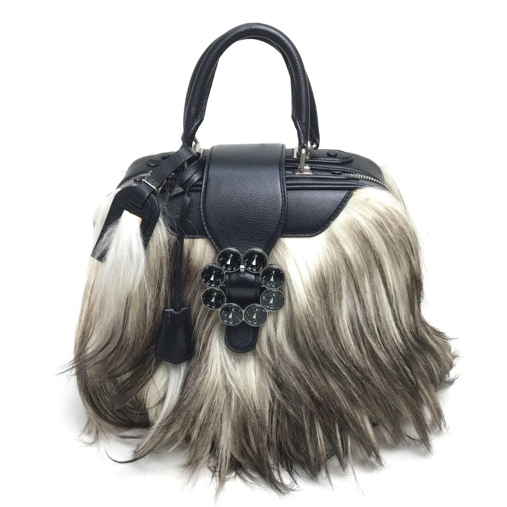 LOUIS VUITTON Handbag Buffalo leather black fur Trans Siberian PM