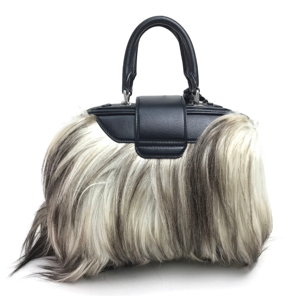 LOUIS VUITTON Handbag Buffalo leather black fur Trans Siberian PM