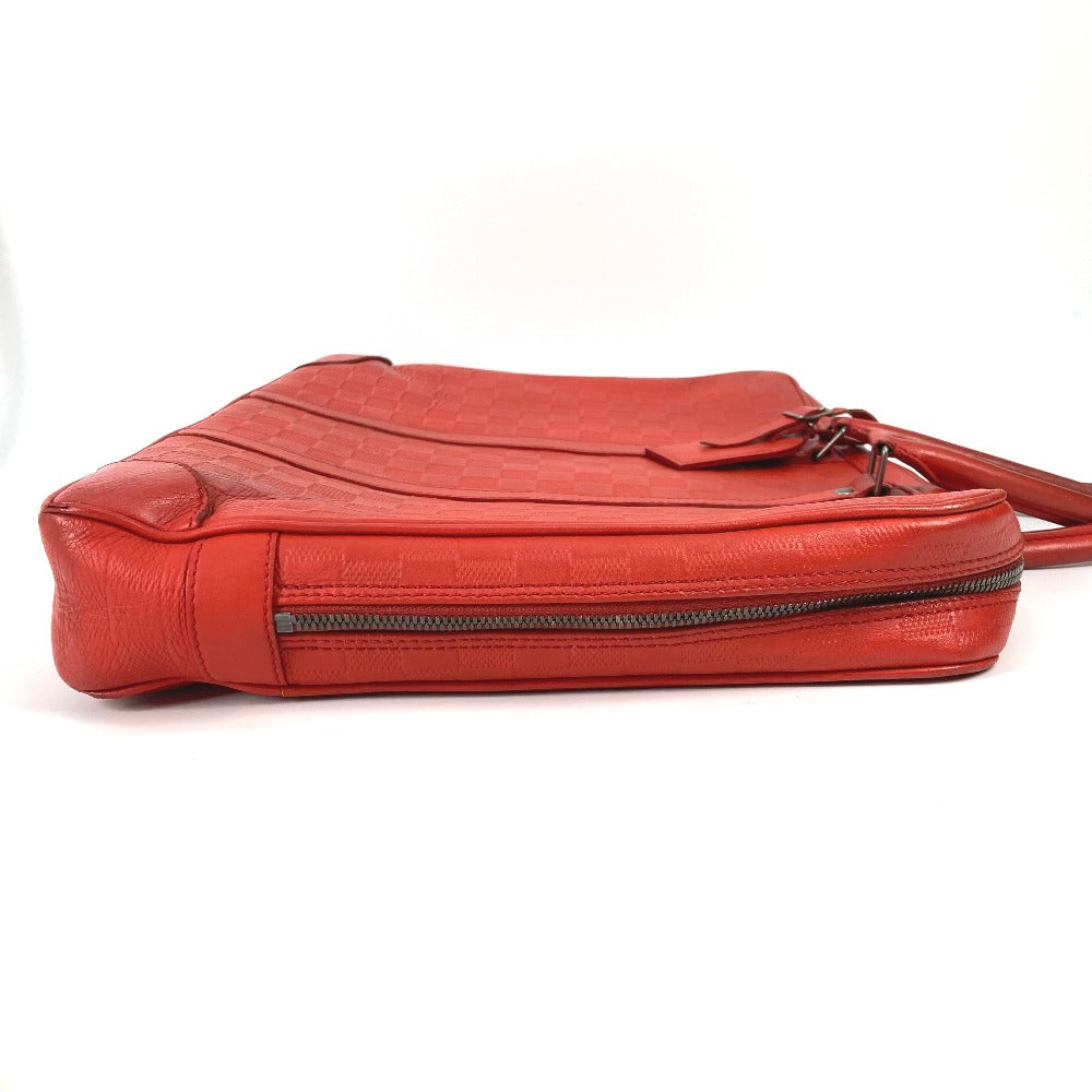 LOUIS VUITTON Business bag N41143 Damier Anfini Leather Red Damier Anfini Porto Document Voyage PDV mens