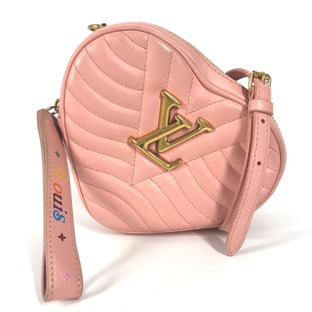 LOUIS VUITTON Shoulder Bag leather pink New Wave Heart LV logo