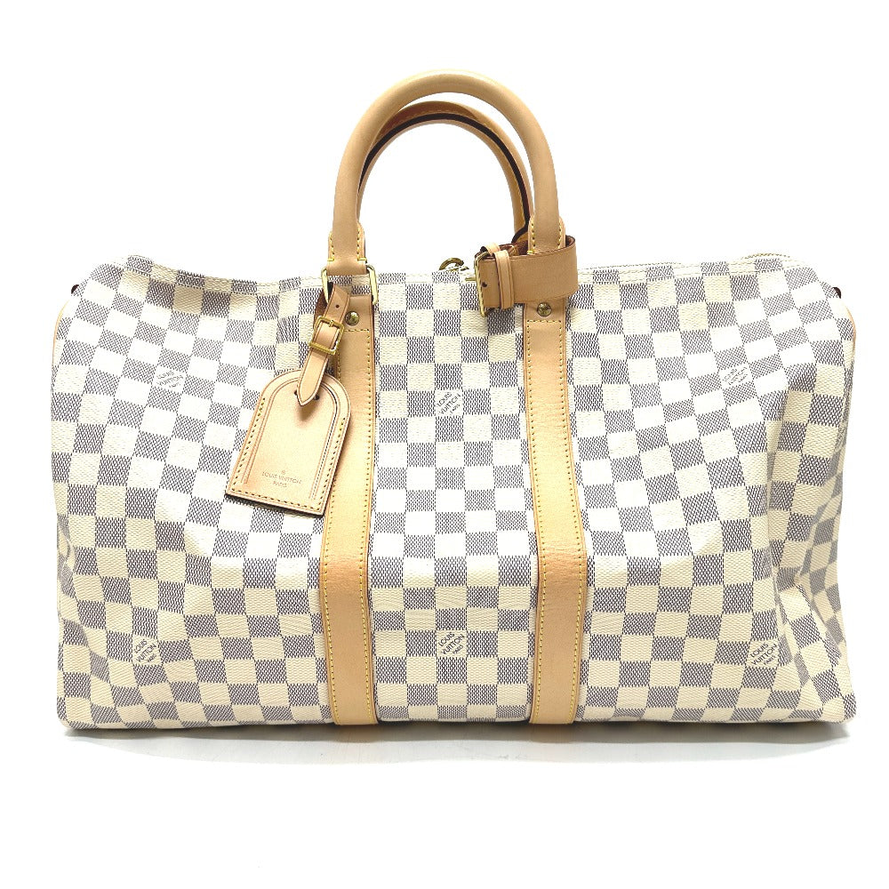 LOUIS VUITTON Boston Duffel bag Damier Azur Canvas white Damier Azur Keepall bandouliere 45 Women