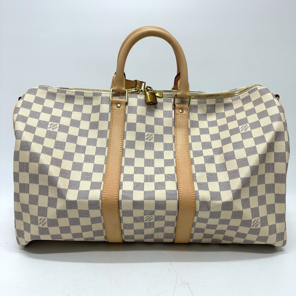LOUIS VUITTON Boston Duffel bag Damier Azur Canvas white Damier Azur Keepall bandouliere 45 Women