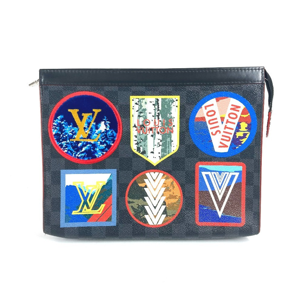 Designer Women's Crossbody Bag | LOUIS VUITTON Clutch bag Damier Grafitto Canvas black Damier Graphite LV Alps Collection Pochette Voyage MM mens