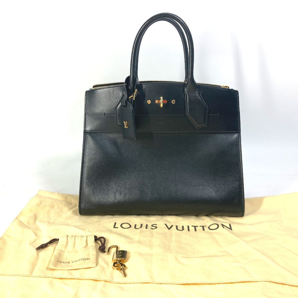 LOUIS VUITTON Handbag leather black Bag City Steamer MM Women