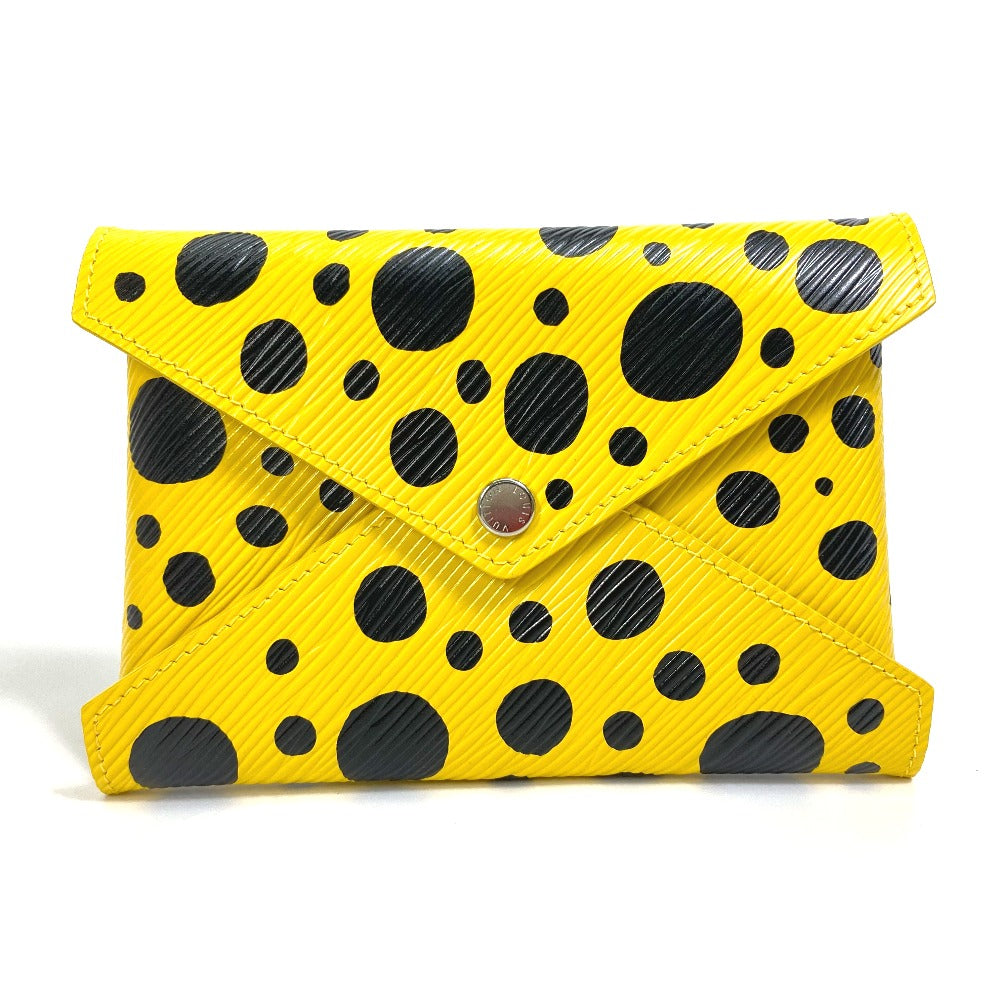 LOUIS VUITTON Pouch leather Yellow x black yellow leather dots only Yayoi Kusama LV x YK Pochette Kirigami Women