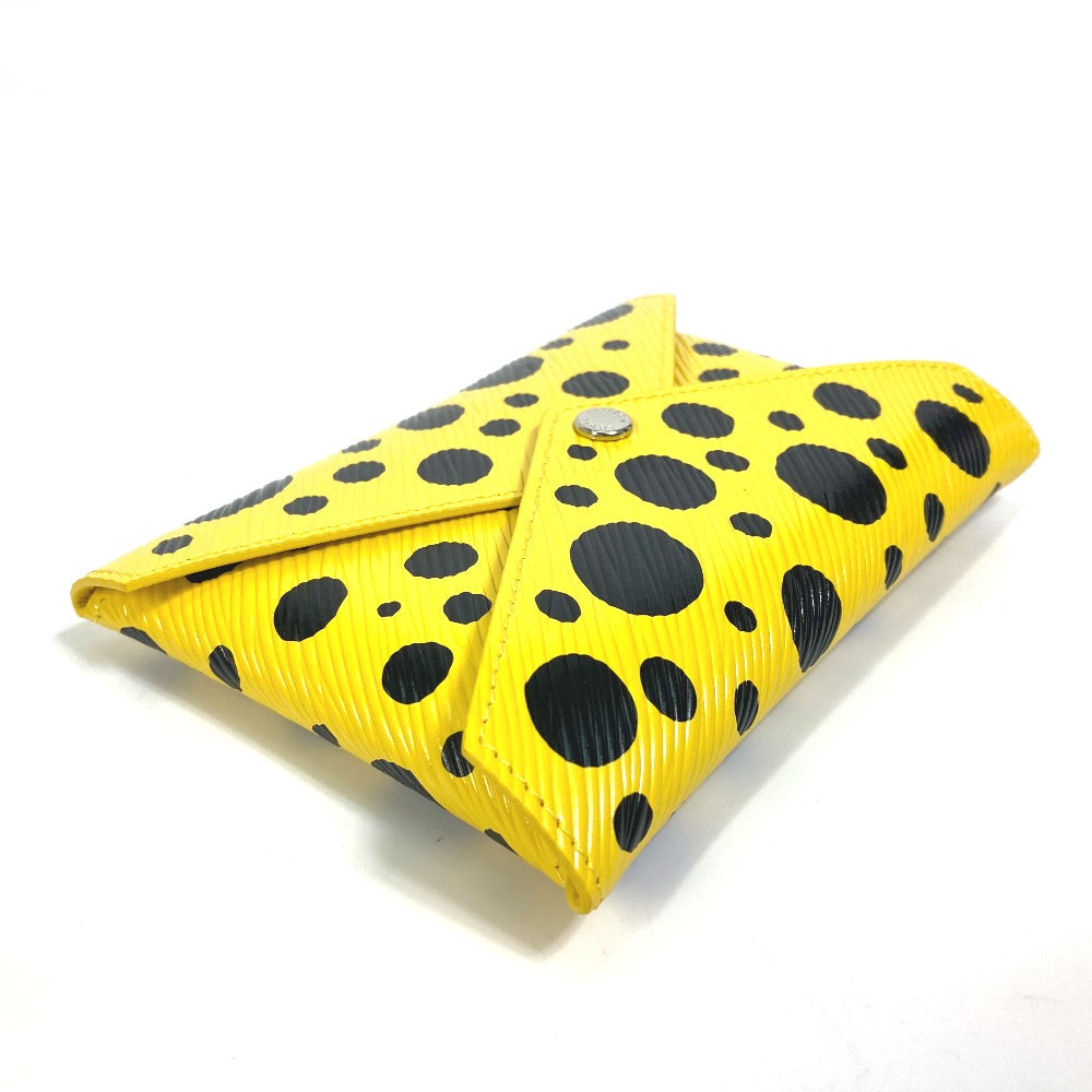 LOUIS VUITTON Pouch leather Yellow x black yellow leather dots only Yayoi Kusama LV x YK Pochette Kirigami Women