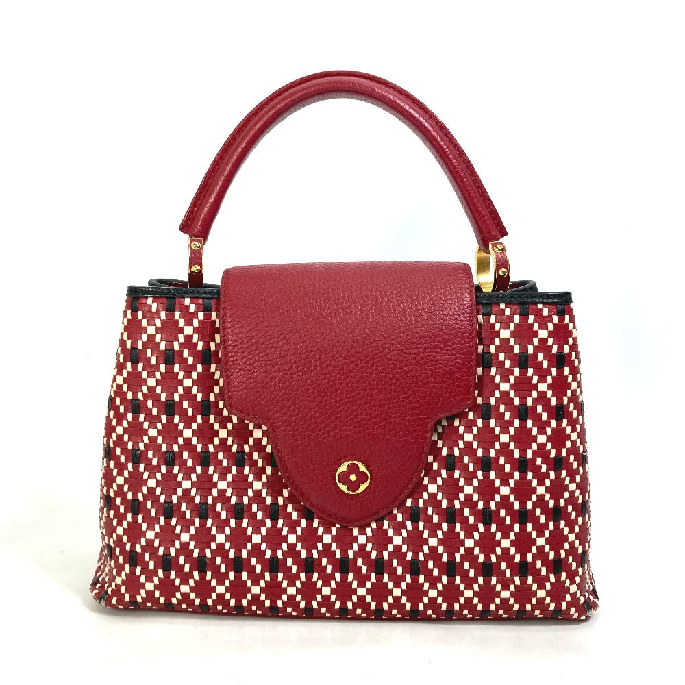 LOUIS VUITTON Handbag leather Red Plating LV signature Capusine PM
