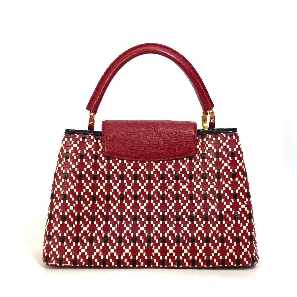LOUIS VUITTON Handbag leather Red Plating LV signature Capusine PM