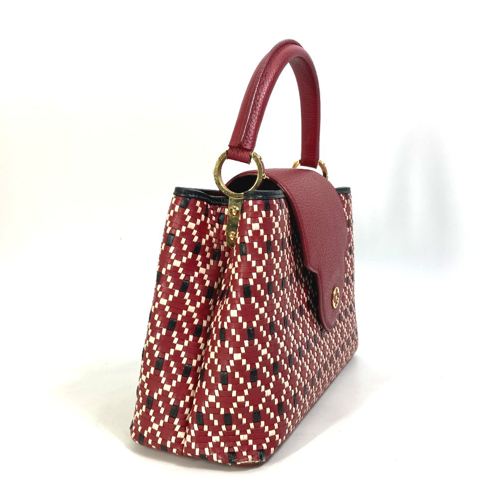 LOUIS VUITTON Handbag leather Red Plating LV signature Capusine PM