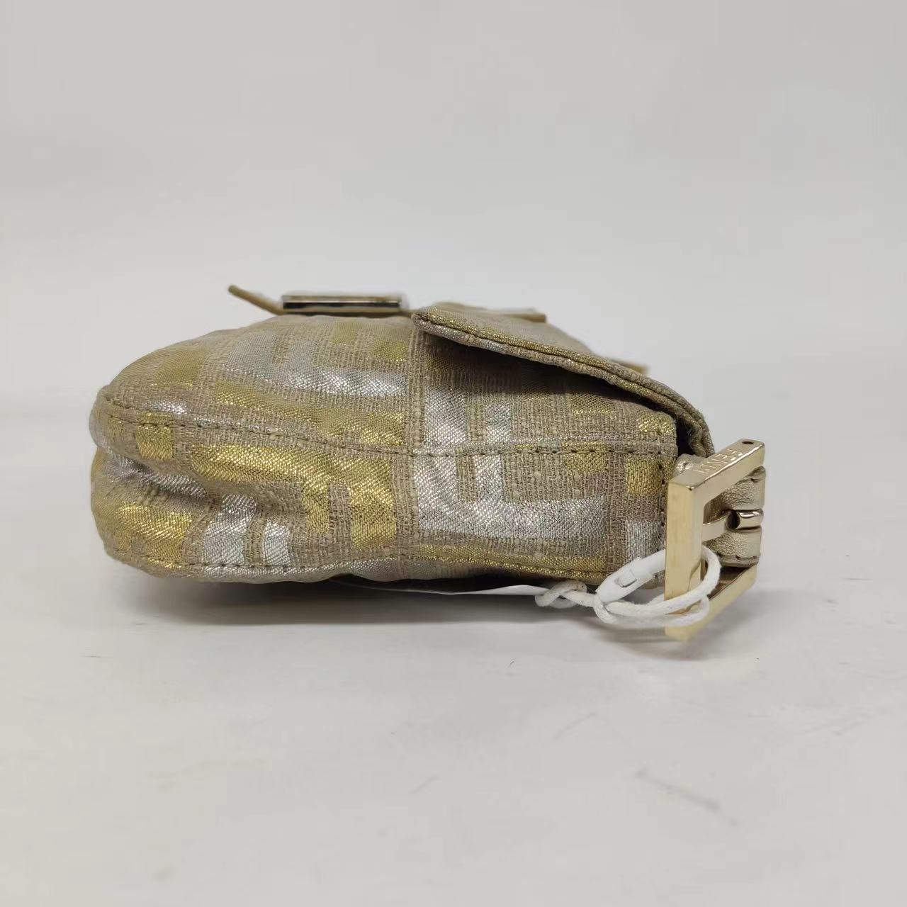 Fendi Baguette Gold and Silver Thread FF Monogram Shoulder Bag