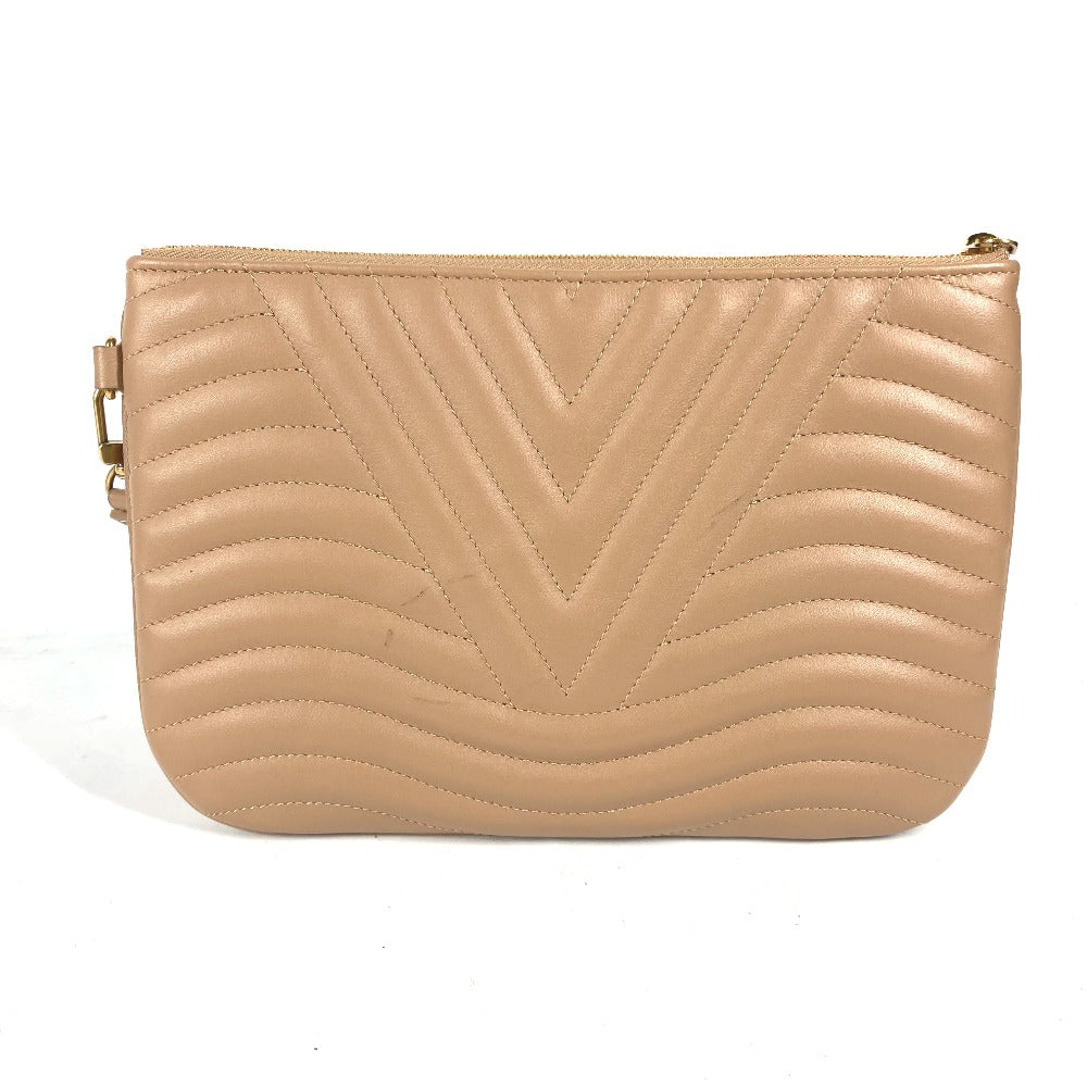 LOUIS VUITTON Clutch bag leather beige New Wave Pochette Zip Women