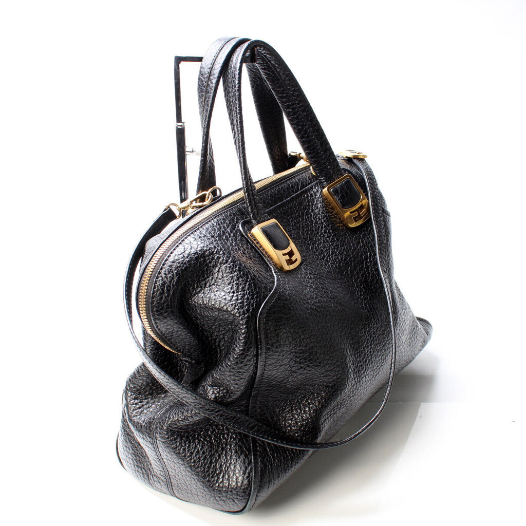 Fendi Black Leather Two Way Bag